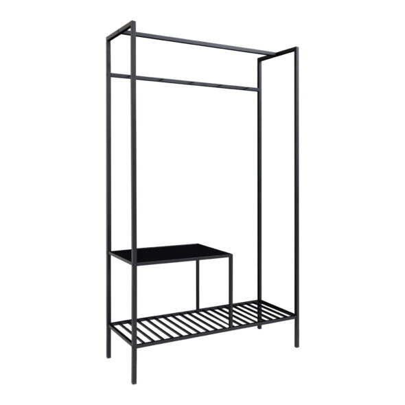 House Nordic - Vita Kleiderschrank – Kleiderschrank, 2 Regale, schwarz, schwarzer Rahmen 101 x 38 x 170 cm – Bild 3