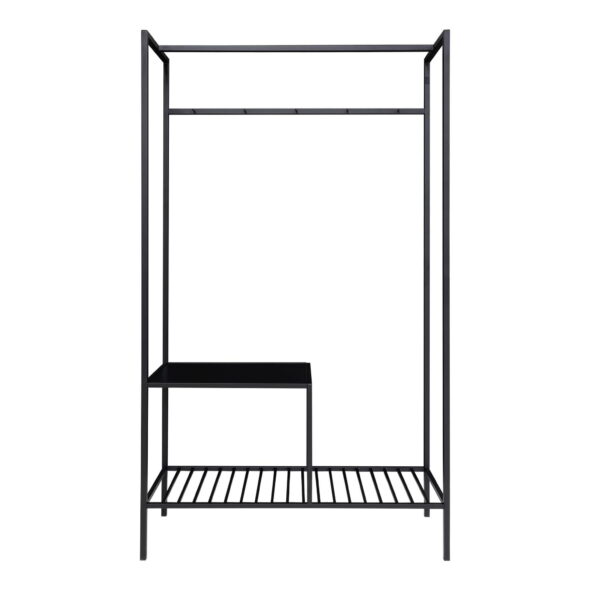 House Nordic - Vita Kleiderschrank – Kleiderschrank, 2 Regale, schwarz, schwarzer Rahmen 101 x 38 x 170 cm – Bild 4