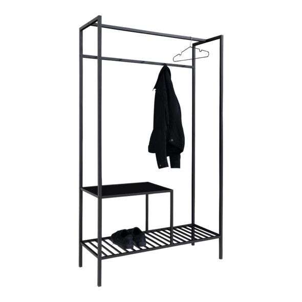 House Nordic - Vita Kleiderschrank – Kleiderschrank, 2 Regale, schwarz, schwarzer Rahmen 101 x 38 x 170 cm