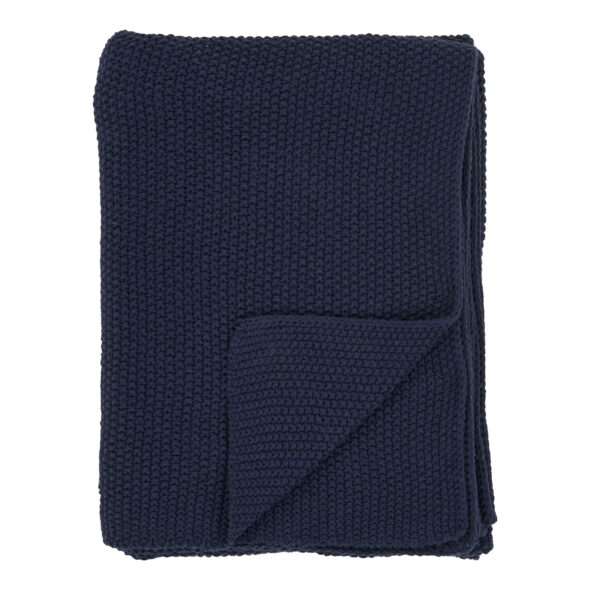 House Nordic - Santos Plaid - Plaid, recycelte Baumwolle, dunkelblau 130x170 cm