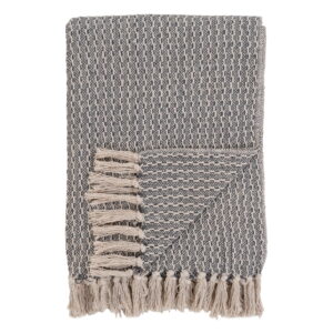 House Nordic - Cort Plaid - Plaid, Baumwolle, dunkelgrau/weiß, Design C 130x160 cm