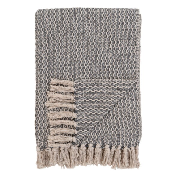 House Nordic - Cort Plaid - Plaid, Baumwolle, dunkelgrau/weiß, Design C 130x160 cm