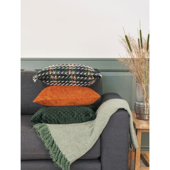 House Nordic - Cort Plaid - Plaid, Baumwolle, grün/weiß, Design A 130x160 cm – Bild 3