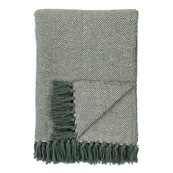House Nordic - Cort Plaid - Plaid, Baumwolle, grün/weiß, Design A 130x160 cm