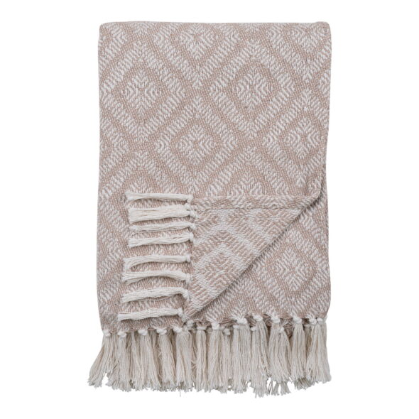 House Nordic - Cort Plaid - Plaid, Baumwolle, Elfenbein/Beige, Design D 130x160 cm