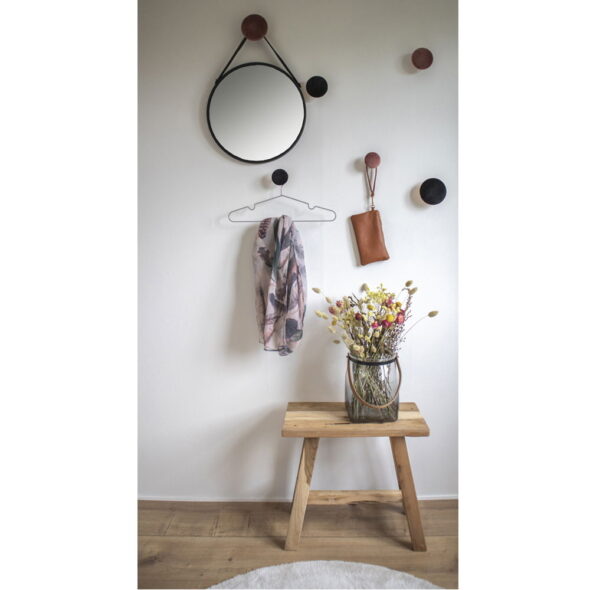 House Nordic - Trapani Mirror - Spiegel, Stahl/Kunstleder, schwarz, ø38 cm – Bild 2