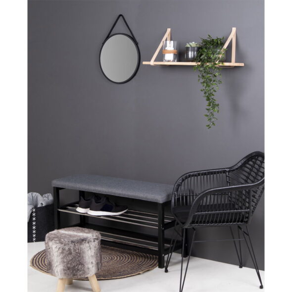 House Nordic - Trapani Mirror - Spiegel, Stahl/Kunstleder, schwarz, ø38 cm – Bild 4