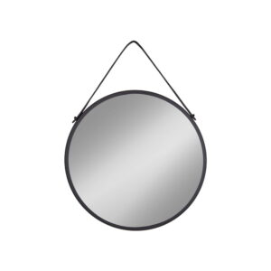 House Nordic - Trapani Mirror - Spiegel, Stahl/Kunstleder, schwarz, ø38 cm