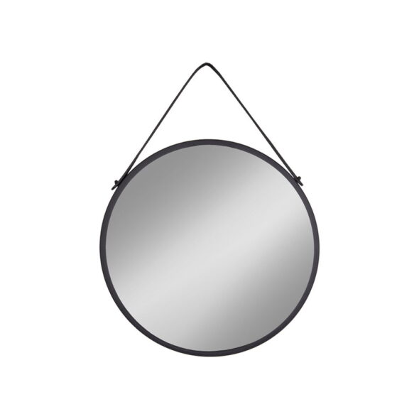 House Nordic - Trapani Mirror - Spiegel, Stahl/Kunstleder, schwarz, ø38 cm