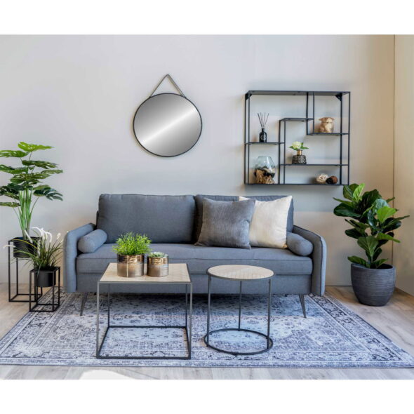 House Nordic - Trapani Mirror - Spiegel, Stahl/Kunstleder, schwarz, ø60 cm – Bild 3