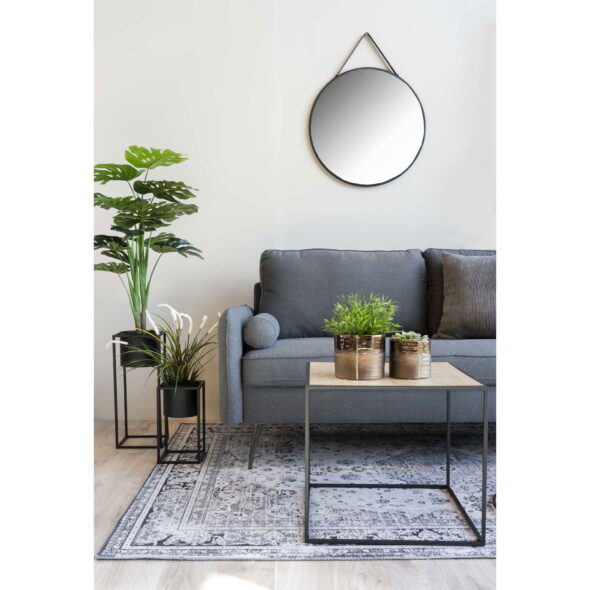 House Nordic - Trapani Mirror - Spiegel, Stahl/Kunstleder, schwarz, ø60 cm – Bild 4