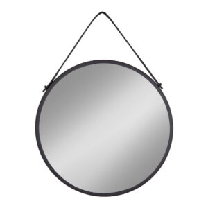 House Nordic - Trapani Mirror - Spiegel, Stahl/Kunstleder, schwarz, ø60 cm