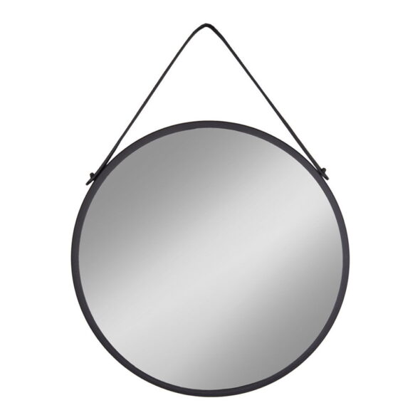 House Nordic - Trapani Mirror - Spiegel, Stahl/Kunstleder, schwarz, ø60 cm