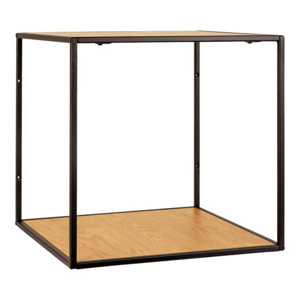 House Nordic - Vita Wallshelf - Wandregal, Eichenoptik, schwarzer Rahmen 36x36x36 cm – Bild 2