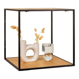 House Nordic - Vita Wallshelf - Wandregal, Eichenoptik, schwarzer Rahmen 36x36x36 cm