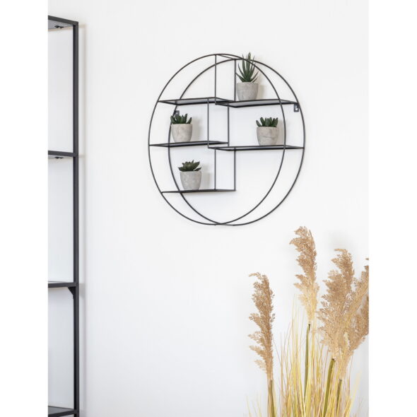 House Nordic - Genk Wall Shelf - Wandregal, Stahl, schwarz Ø47x10 cm – Bild 2