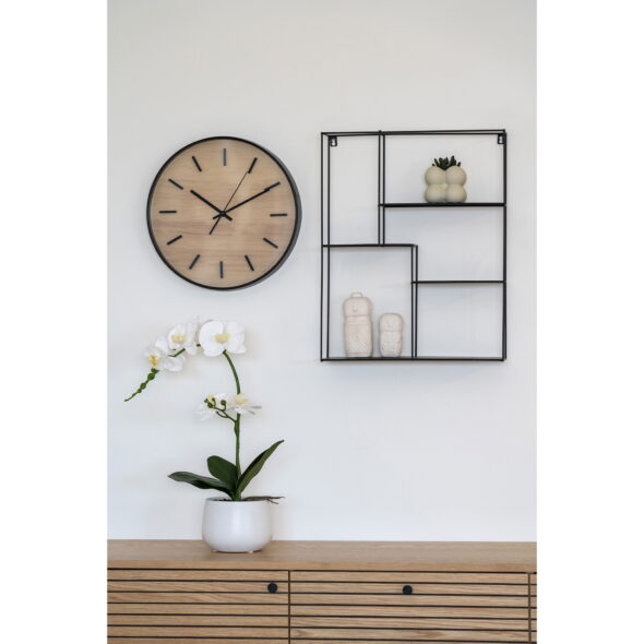 House Nordic - Camden Wall Clock – Wanduhr, schwarz/natur, geräuschloses Uhrwerk ø35 cm – Bild 2