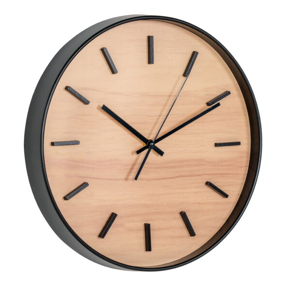 House Nordic - Camden Wall Clock – Wanduhr, schwarz/natur, geräuschloses Uhrwerk ø35 cm – Bild 3