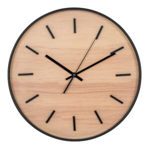 House Nordic - Camden Wall Clock – Wanduhr, schwarz/natur, geräuschloses Uhrwerk ø35 cm