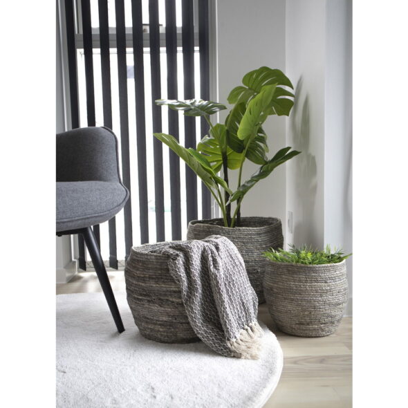 House Nordic - Tivoli Baskets - Körbe, Maisblätter, grau, 3er-Set – Bild 2