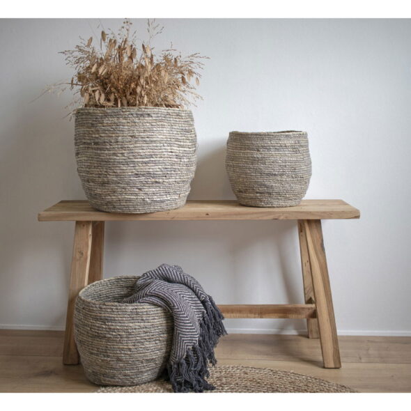 House Nordic - Tivoli Baskets - Körbe, Maisblätter, grau, 3er-Set – Bild 5