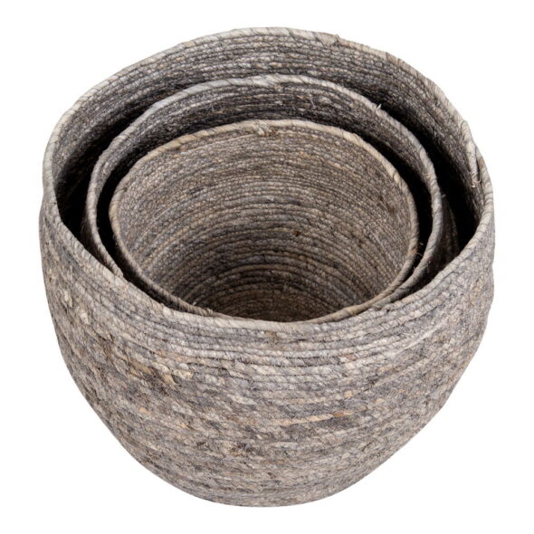 House Nordic - Tivoli Baskets - Körbe, Maisblätter, grau, 3er-Set – Bild 4