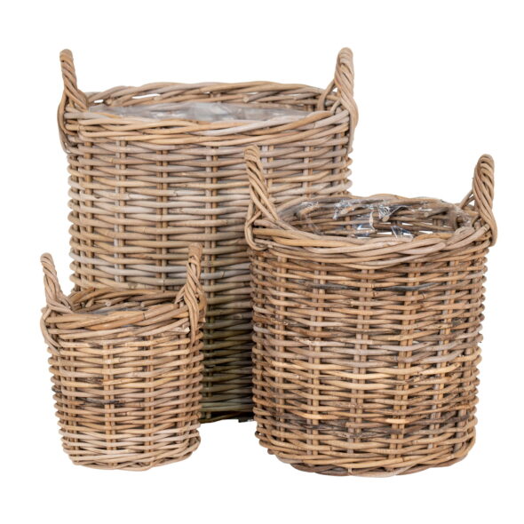 House Nordic - Sema Baskets – Körbe, Kubu-Rattan, Natur, 3er-Set