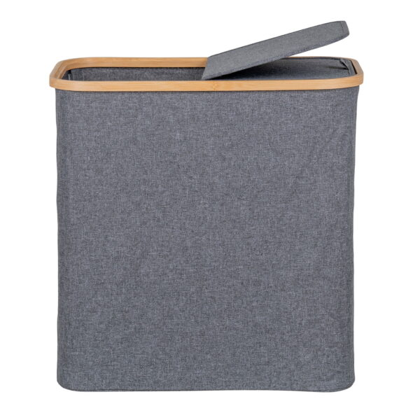 House Nordic - Noto Wäschekorb – Wäschekorb, Bambus/Textil, dunkelgrau, 54 x 33 x 54 cm – Bild 3
