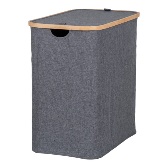 House Nordic - Noto Wäschekorb – Wäschekorb, Bambus/Textil, dunkelgrau, 54 x 33 x 54 cm – Bild 4