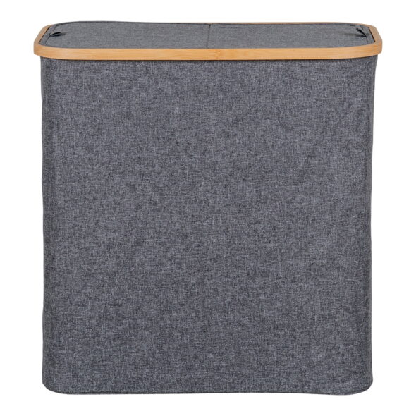 House Nordic - Noto Wäschekorb – Wäschekorb, Bambus/Textil, dunkelgrau, 54 x 33 x 54 cm – Bild 5