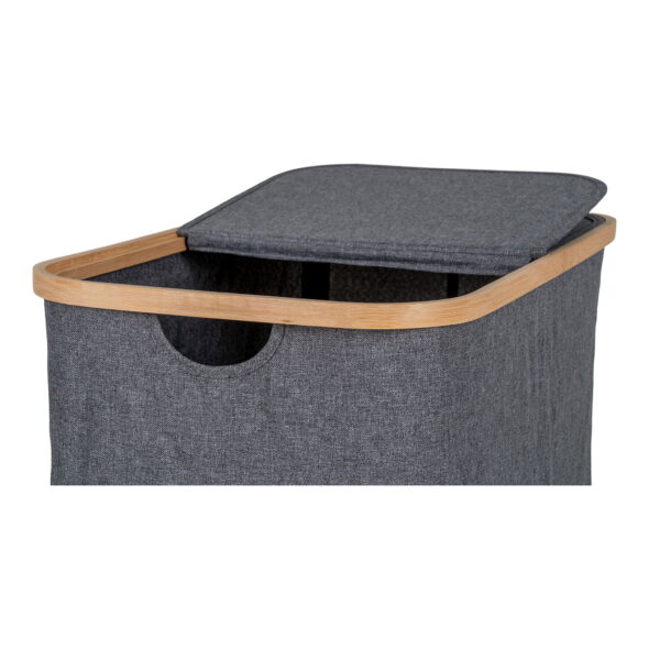 House Nordic - Noto Wäschekorb – Wäschekorb, Bambus/Textil, dunkelgrau, 54 x 33 x 54 cm – Bild 6