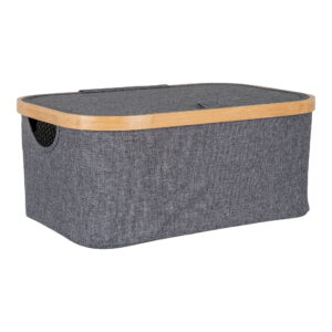 House Nordic - Noto Basket - Korb, Bambus/Textil, dunkelgrau, 38x26x16 cm