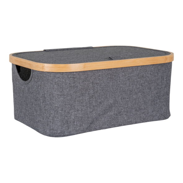 House Nordic - Noto Basket - Korb, Bambus/Textil, dunkelgrau, 38x26x16 cm