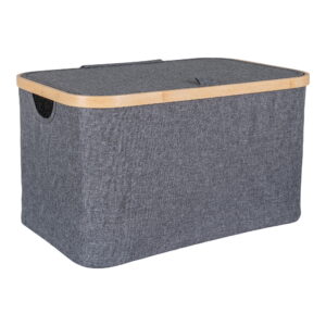 House Nordic - Noto Basket - Korb, Bambus/Textil, dunkelgrau, 30x45x25 cm