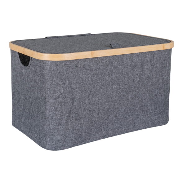House Nordic - Noto Basket - Korb, Bambus/Textil, dunkelgrau, 30x45x25 cm