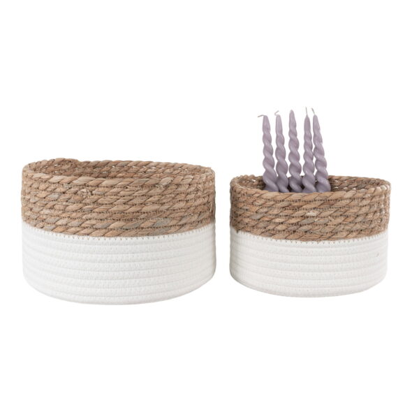 House Nordic - Tanta Baskets - Körbe, Baumwolle/Schilf, weiß/natur, 2er-Set