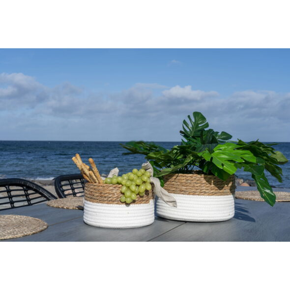 House Nordic - Tanta Baskets - Körbe, Baumwolle/Schilf, weiß/natur, 2er-Set – Bild 3