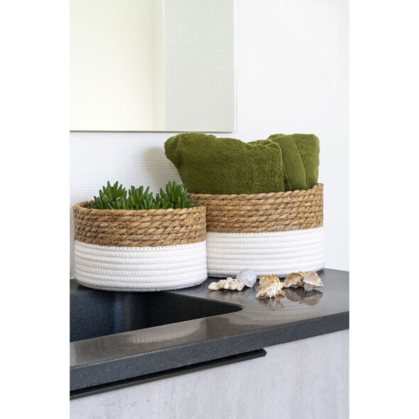 House Nordic - Tanta Baskets - Körbe, Baumwolle/Schilf, weiß/natur, 2er-Set – Bild 6