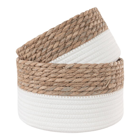 House Nordic - Tanta Baskets - Körbe, Baumwolle/Schilf, weiß/natur, 2er-Set – Bild 4