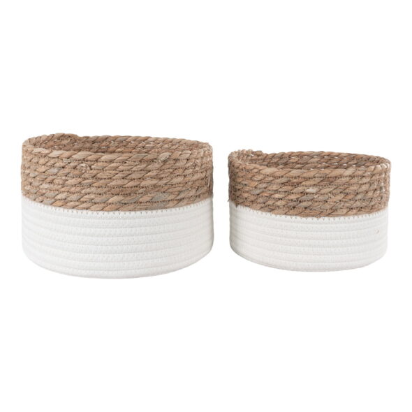 House Nordic - Tanta Baskets - Körbe, Baumwolle/Schilf, weiß/natur, 2er-Set – Bild 2