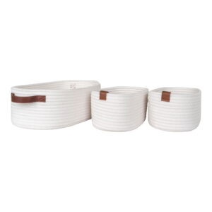 House Nordic - Jarana Baskets - Körbe, Baumwolle, weiß, 3er-Set
