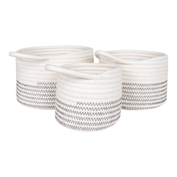 House Nordic - Algar Baskets - Körbe, Baumwolle, weiß/grau, 3er-Set – Bild 4