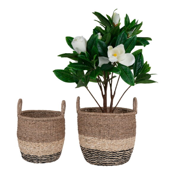 House Nordic - Lima Baskets - Körbe, Seegras, natur/braun/schwarz, 2er-Set – Bild 3