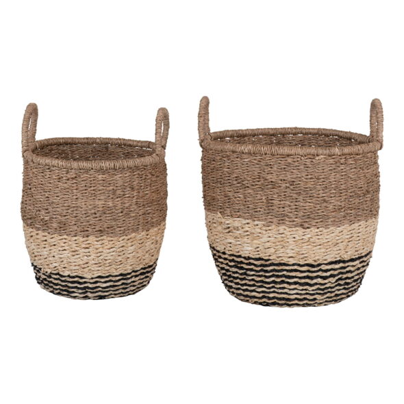 House Nordic - Lima Baskets - Körbe, Seegras, natur/braun/schwarz, 2er-Set – Bild 4