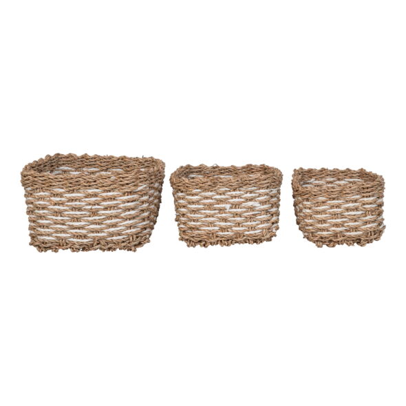 House Nordic - Pala Baskets - Körbe, Seegras/Papier, natur/weiß, 3er-Set – Bild 3