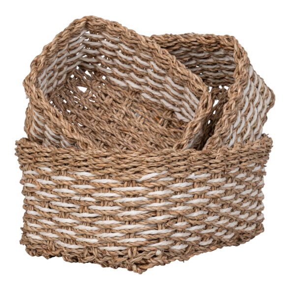 House Nordic - Pala Baskets - Körbe, Seegras/Papier, natur/weiß, 3er-Set – Bild 4
