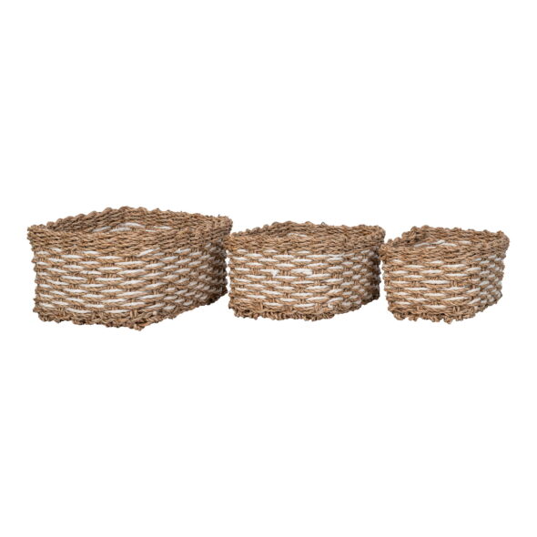 House Nordic - Pala Baskets - Körbe, Seegras/Papier, natur/weiß, 3er-Set