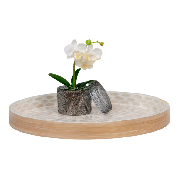 House Nordic - Tablett - <p>Tablett, Bambus/Capiz, Beige, 40x40x3,5 cm</p> – Bild 2