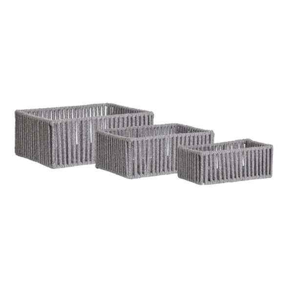 House Nordic - Arese Baskets - Körbe, Baumwolle/Metall, grau, 3er-Set