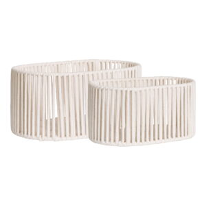 House Nordic - Arese Baskets – Körbe, Baumwolle/Metall, gebrochenes Weiß, 2er-Set